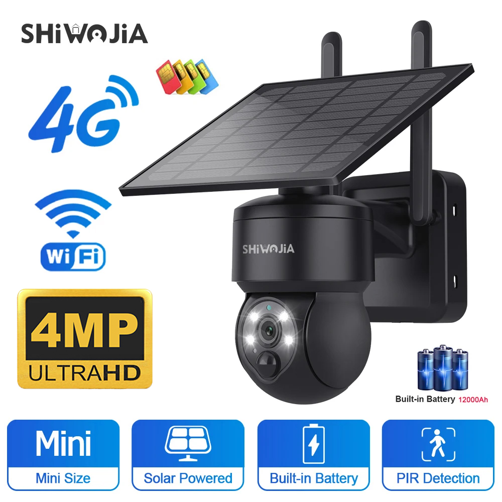 Garden Camera - SHIWOJIA-cámara Solar PTZ inalámbrica, WIFI, 4G,