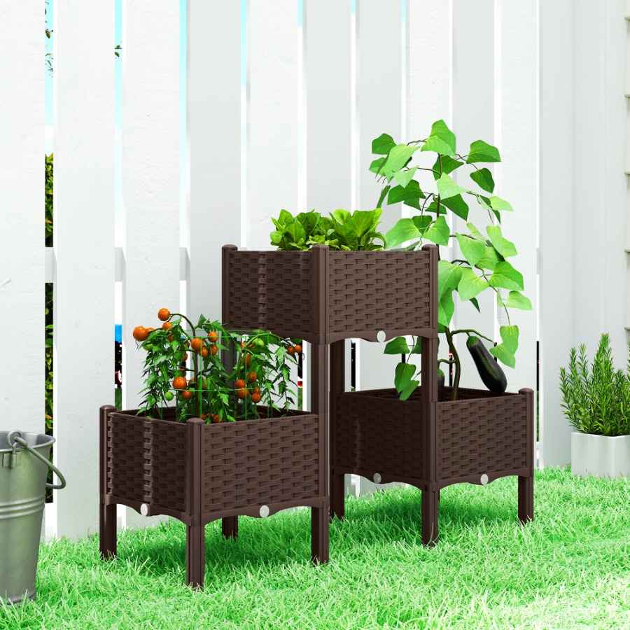 Self Watering Planter - Jardinera elevada de plástico con patas,