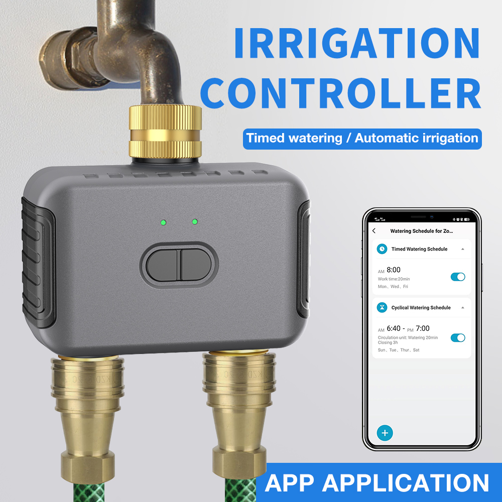 Automatic Watering - Tuya-temporizador de riego de 2 zonas,