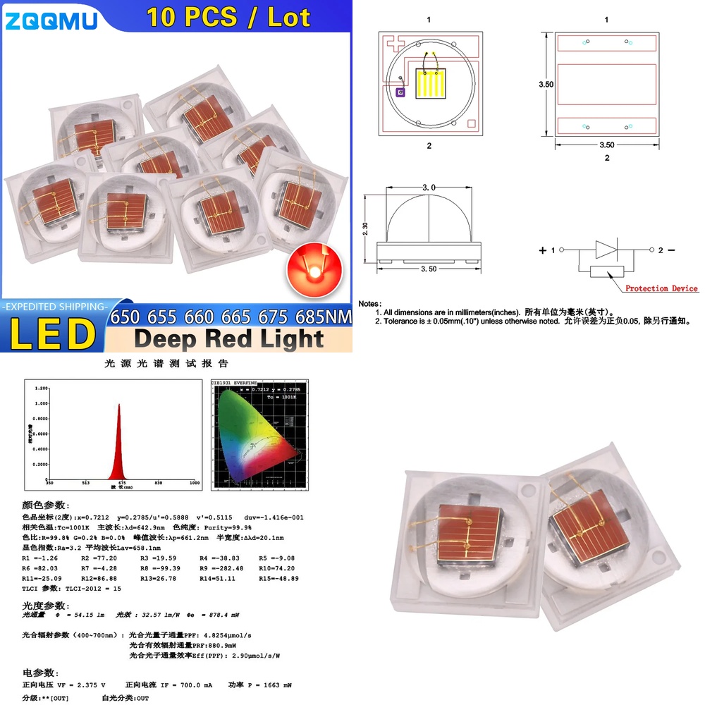 10PCS 3W 650nm 655nm 660nm 670 - Grow Light Led reseña y precio